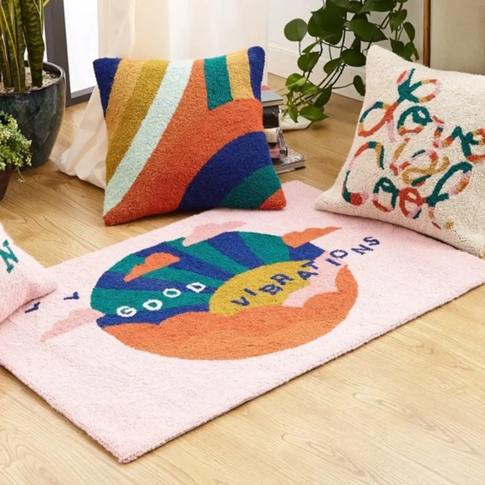 🆕 Handcrafted Good Vibrations Hook Mat Rug